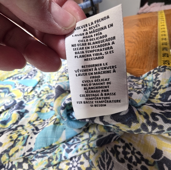 Ruby Rd Woman Blue Green Multi-Color Roll Sleeve Plus Size 2X Top - Picture 7 of 9